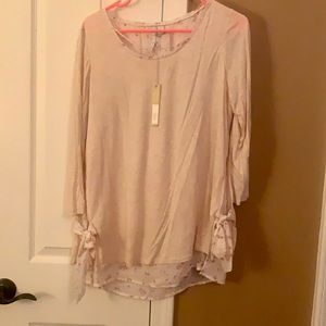 Lauren Conrad layered look, tie side tunic. Size large brand new with tags